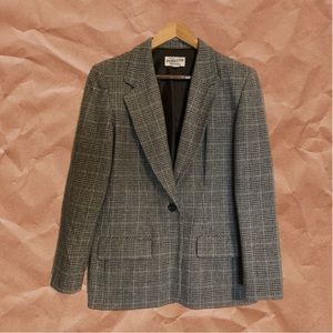 Vintage 100% Wool Black and White Plaid Blazer by Pendleton